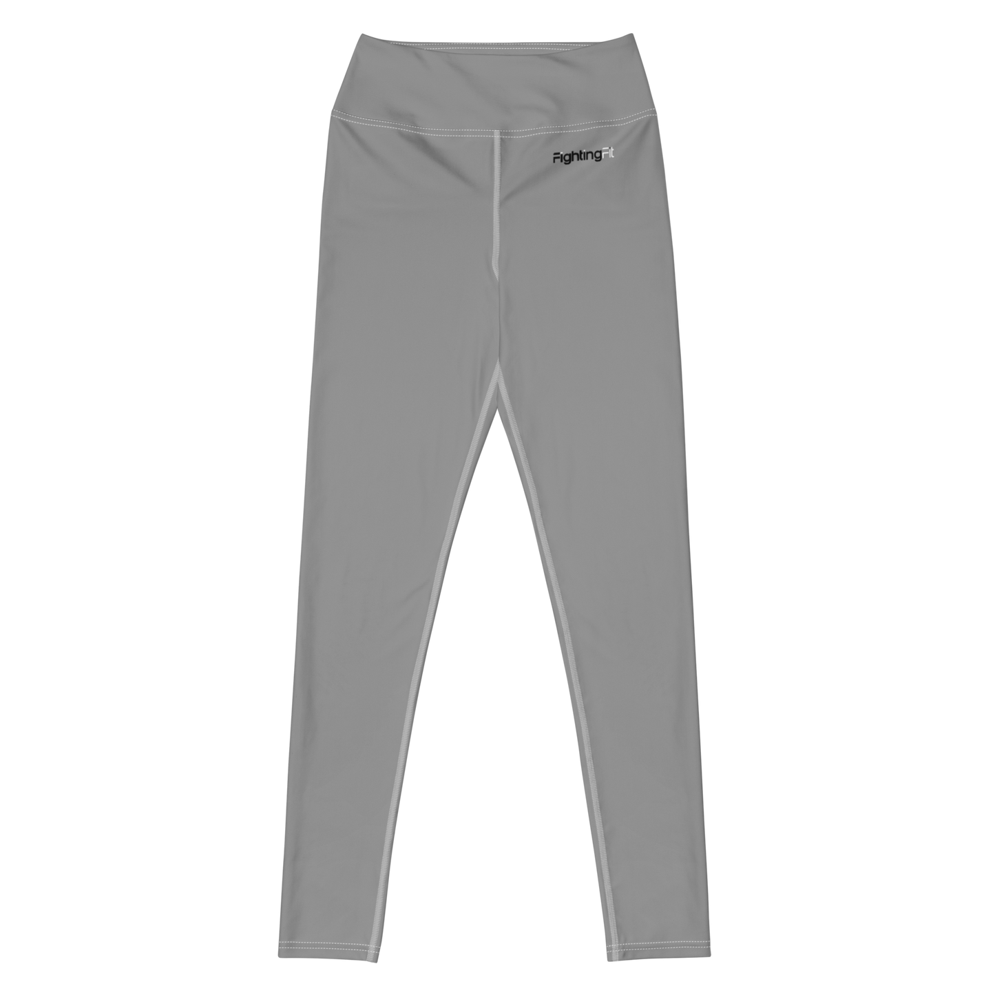 FightingFit - High Waisted Leggings - DuoColour Logo - Grey w/White Stitching